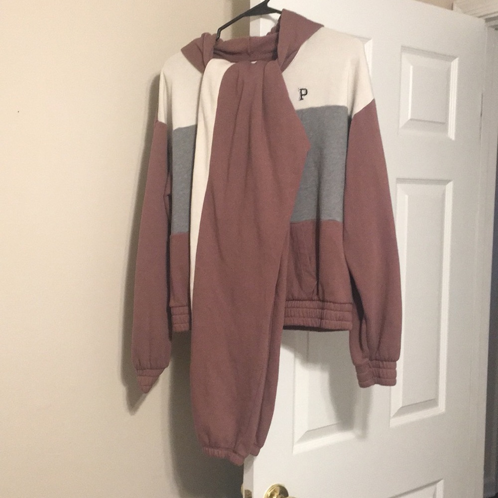 Pink brand sweat suit.